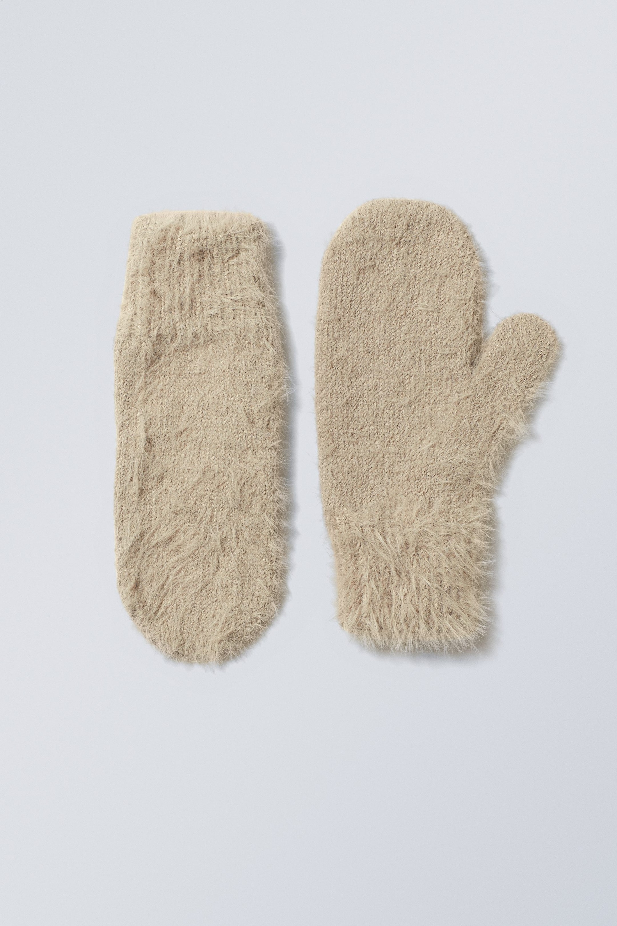 Beige - Haarige Strick-Fäustlinge Ella - 0