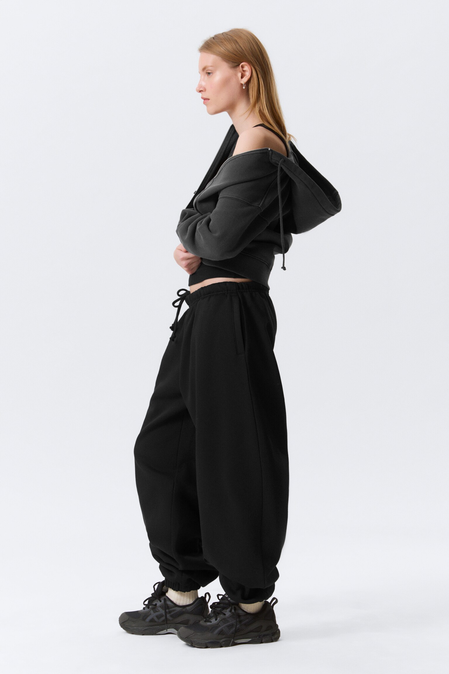 Loose Heavyweight Sweatpants - Black/Grey Melange - 3