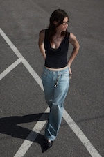 Dark Grey - Sleeveless Draped Waterfall Top - 1