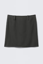 Dunkelgrau meliert - Midi-Anzugrock mit niedrigem Bund und Slim Fit - 3