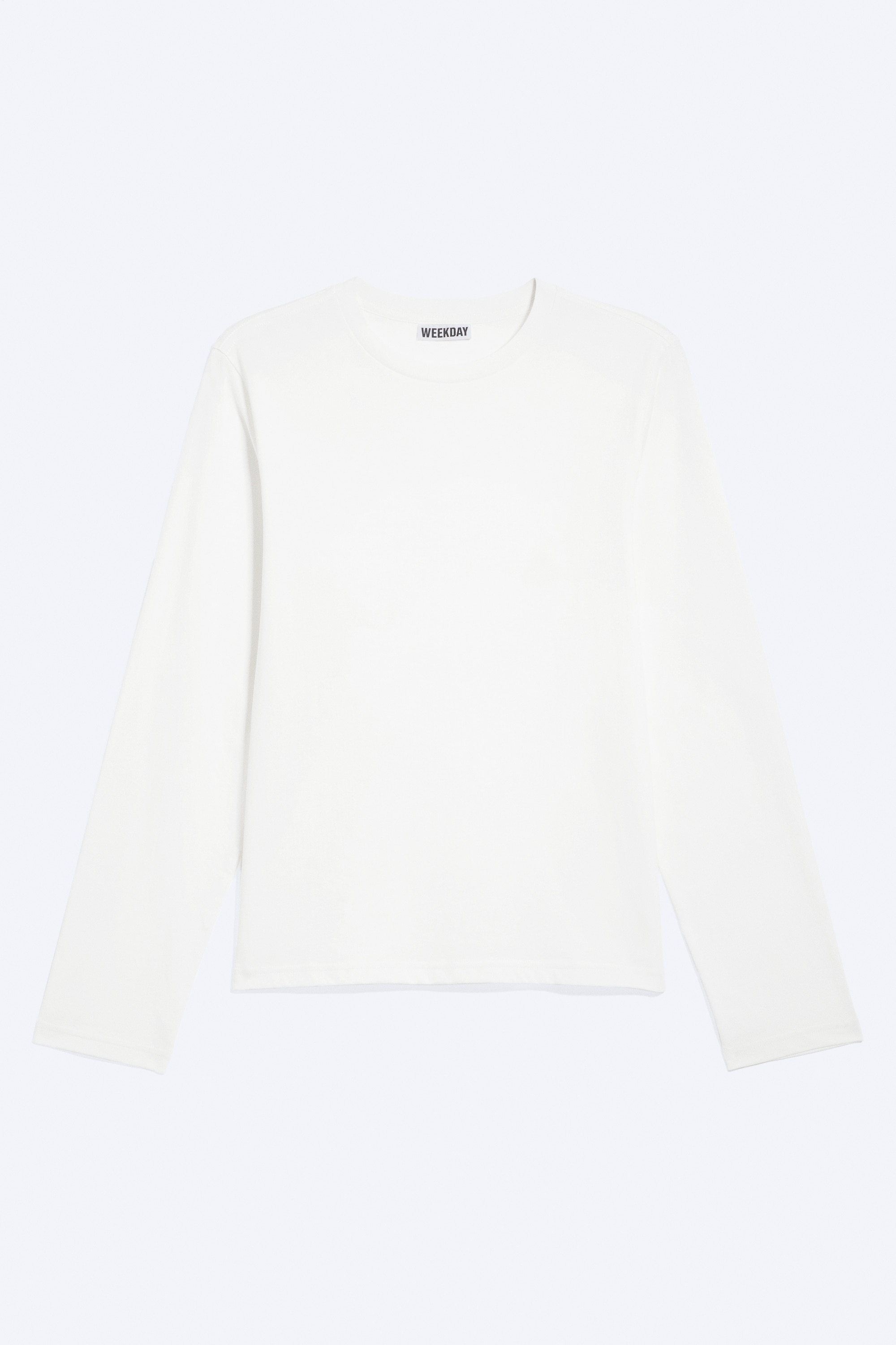 Shrunken Longsleeve-Shirt aus Baumwolle - Weiß/Dunkelgrau