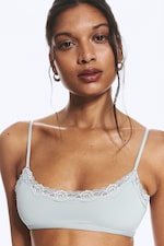 Dusty Light Grey - Scooped Soft Lace Bra - 1