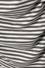 White & Dark Mole Stripe - Ruched Tube Mini Dress - 1