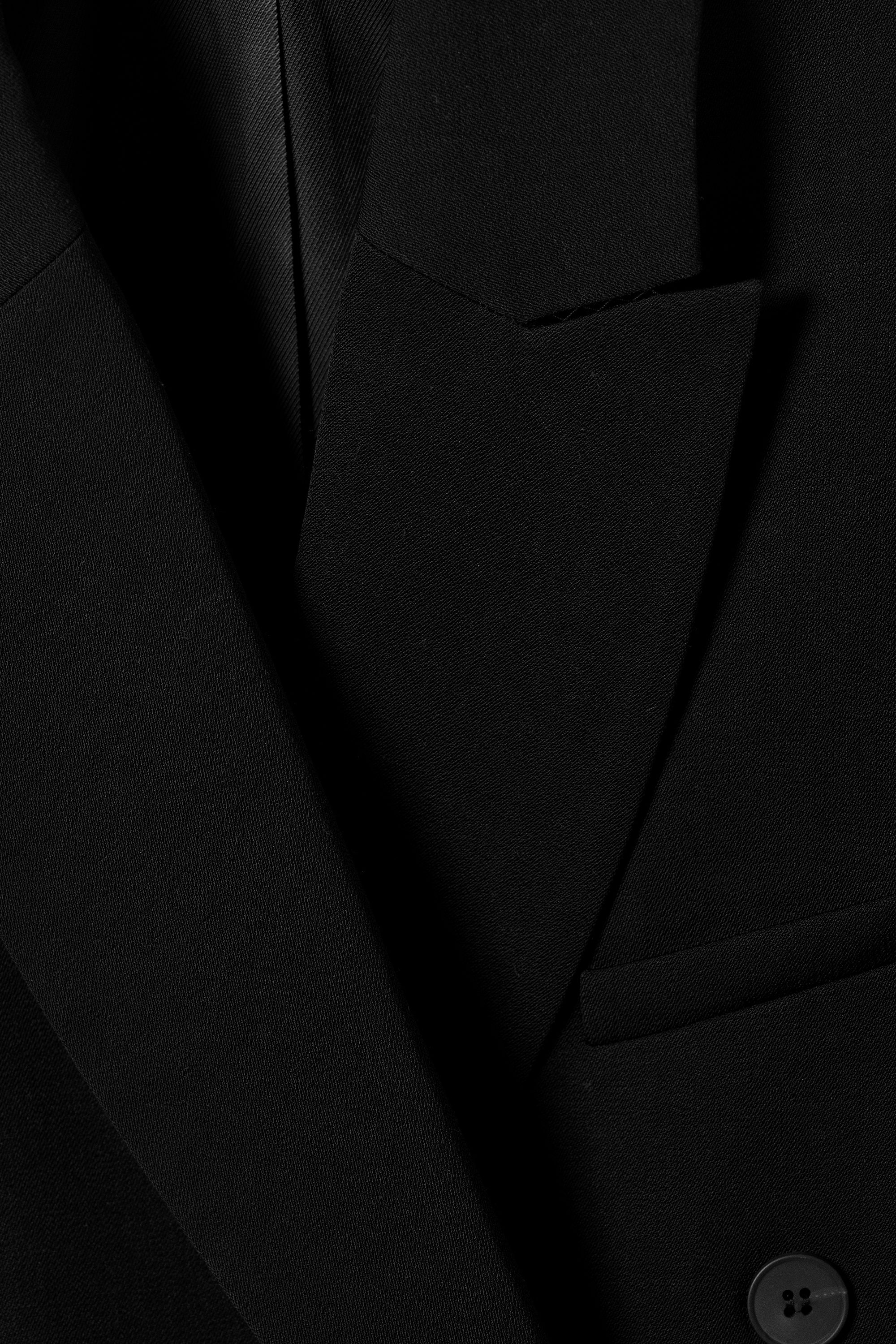 Svart - Ledig dubbelknäppt kavaj i linneblandning - 5