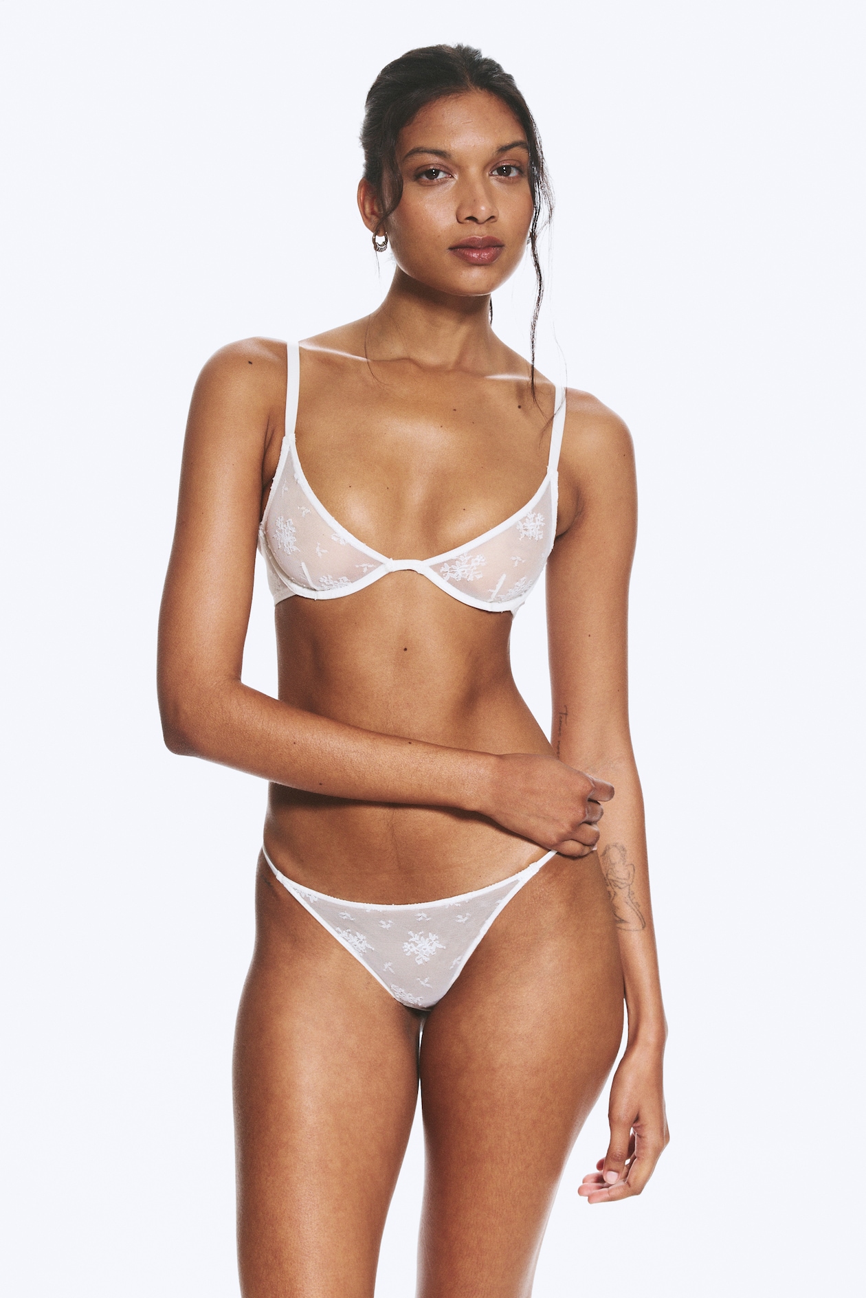 Shaping maxi-slip, inzetstuk met ginkgo-motief, microvezel, nachtblauw