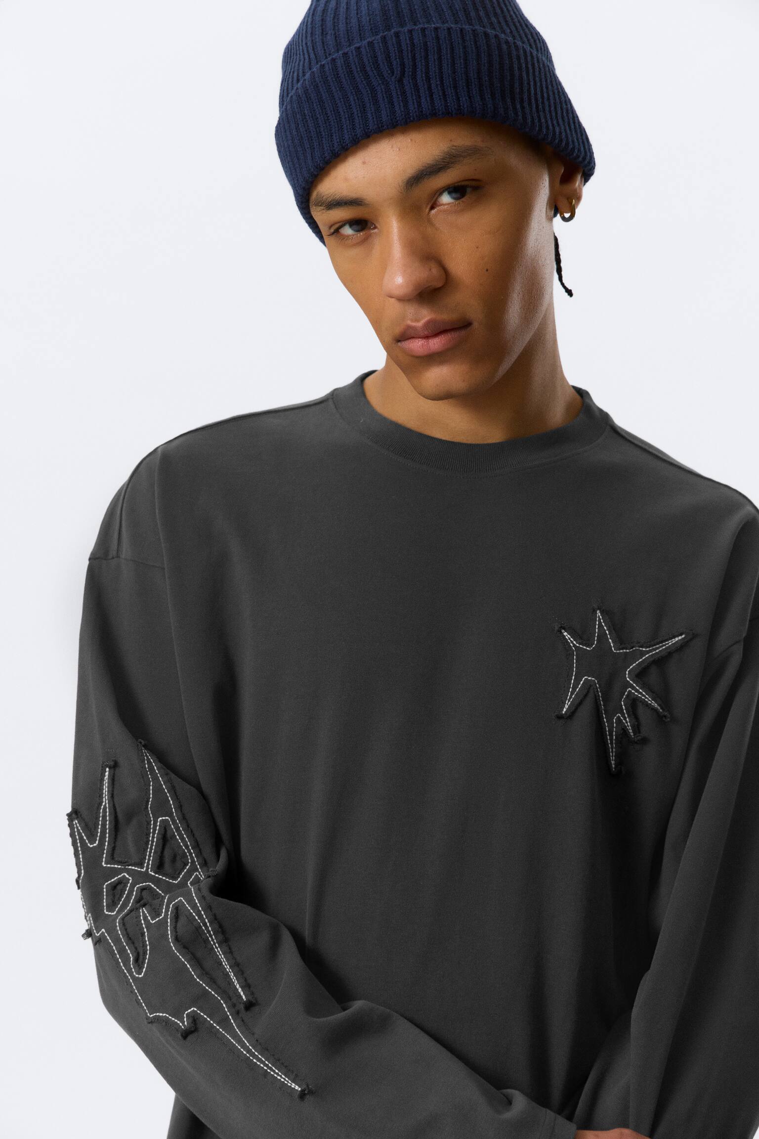 Great boxy langermet t-skjorte med grafikk - Mørk grå - Tristar/Hvit - Skjelettengel/Hvit - Sinte pantere/White - Skull Flame/Black - Midnight Nightmare/Hvit - Airways/Mørk grå - Big Mess - 4