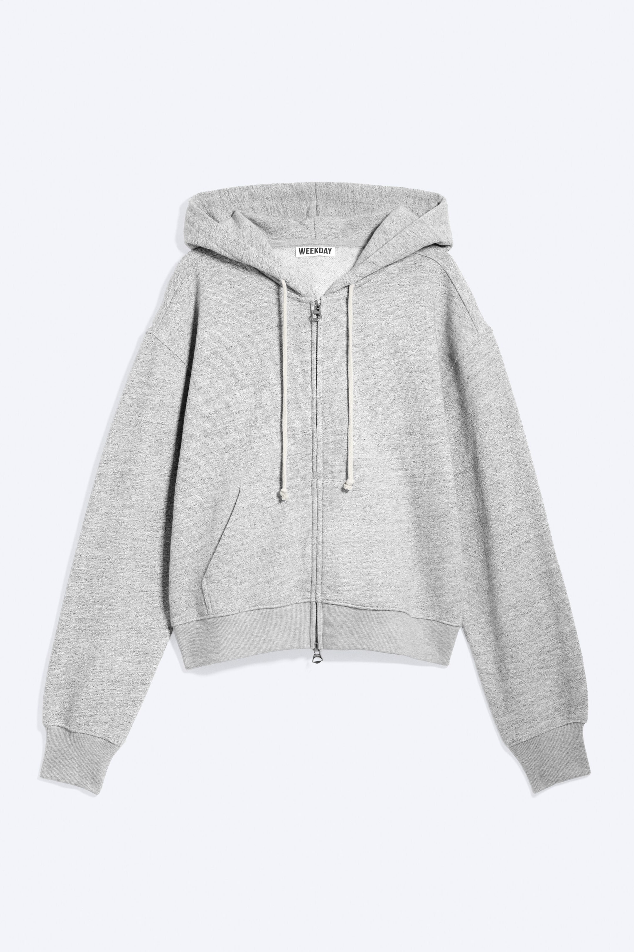 Light Dusty Grey Melange - Slim Fit Terry Zip Hoodie - 4