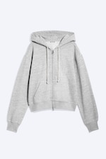 Light Dusty Grey Melange - Slim Fit Terry Zip Hoodie - 4