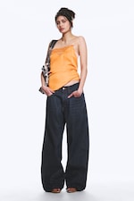 Extra Blue Rinse - Medium Blue - Looser Regular Waist Loose Straight Jeans - 0