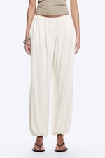 White - Soft Mid-Rise Balloon Trousers - 1