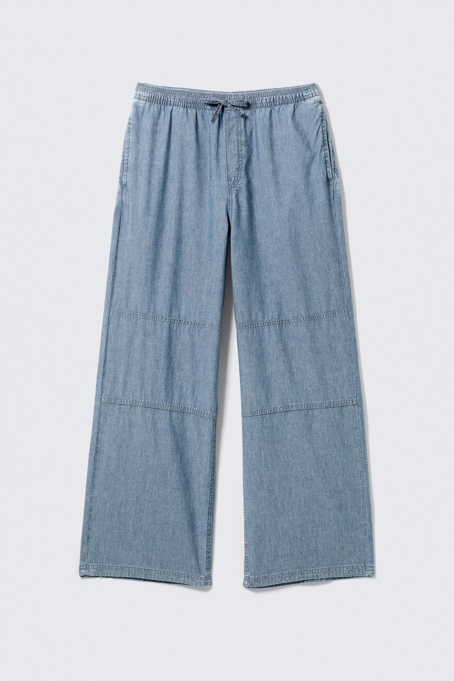 Loose Chambray Denim Trousers - Washed Blue/Black Melange