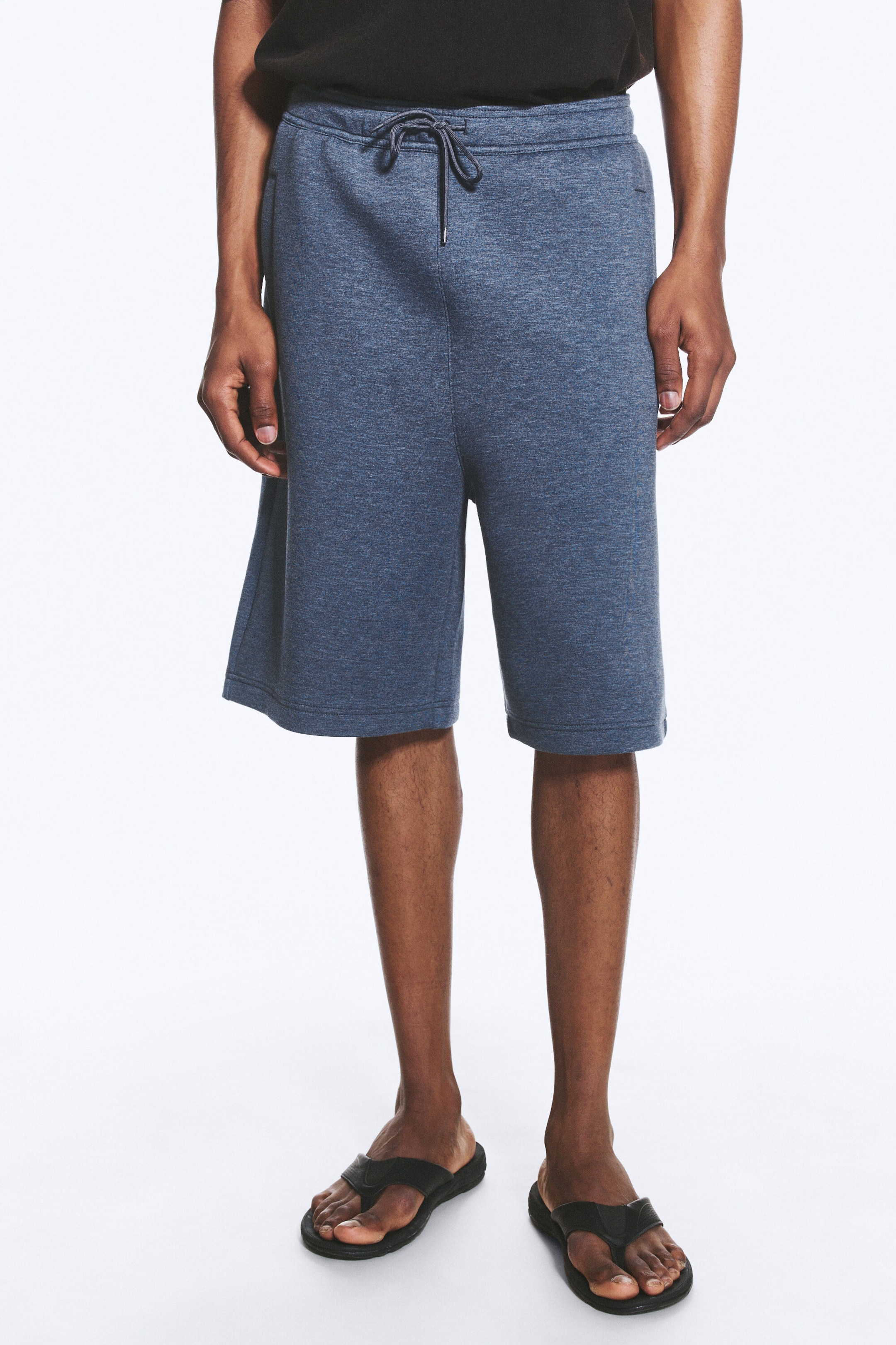 Dark Blue - Loose Fit Scuba Shorts - 2