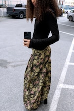 Khaki - Blumenprint - Ballonhose mit niedrigem Bund - 2
