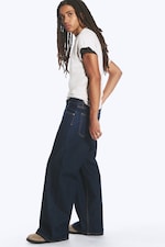 Blue Rinse - Dark Blue - Solar Regular Waist Loose Wide Unisex Jeans - 2