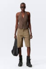 Dark Brown - Short Halterneck Top - 1