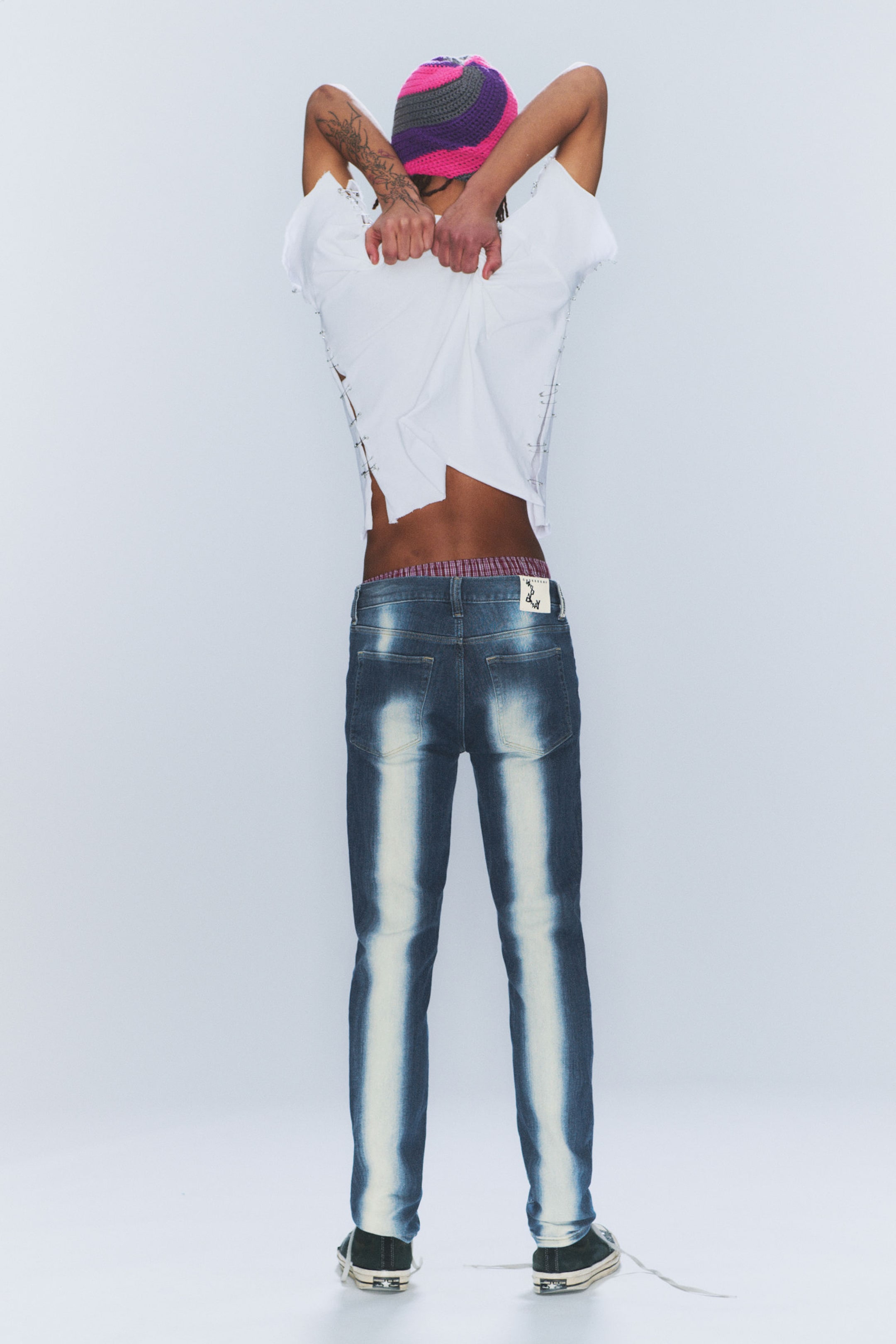 Blauw spray - Sleezie skinny jeans met lage taille - 2