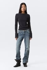 Striped Dark Blue - Long Sleeve Cotton Top - 2