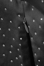 Dark Grey - Rhinestones - Low Rise Zip-Hem Satin Rhinestone Trousers - 4