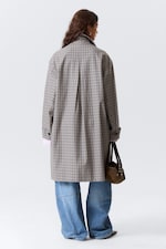 Gris à carreaux - Manteau croisé décontracté - 4