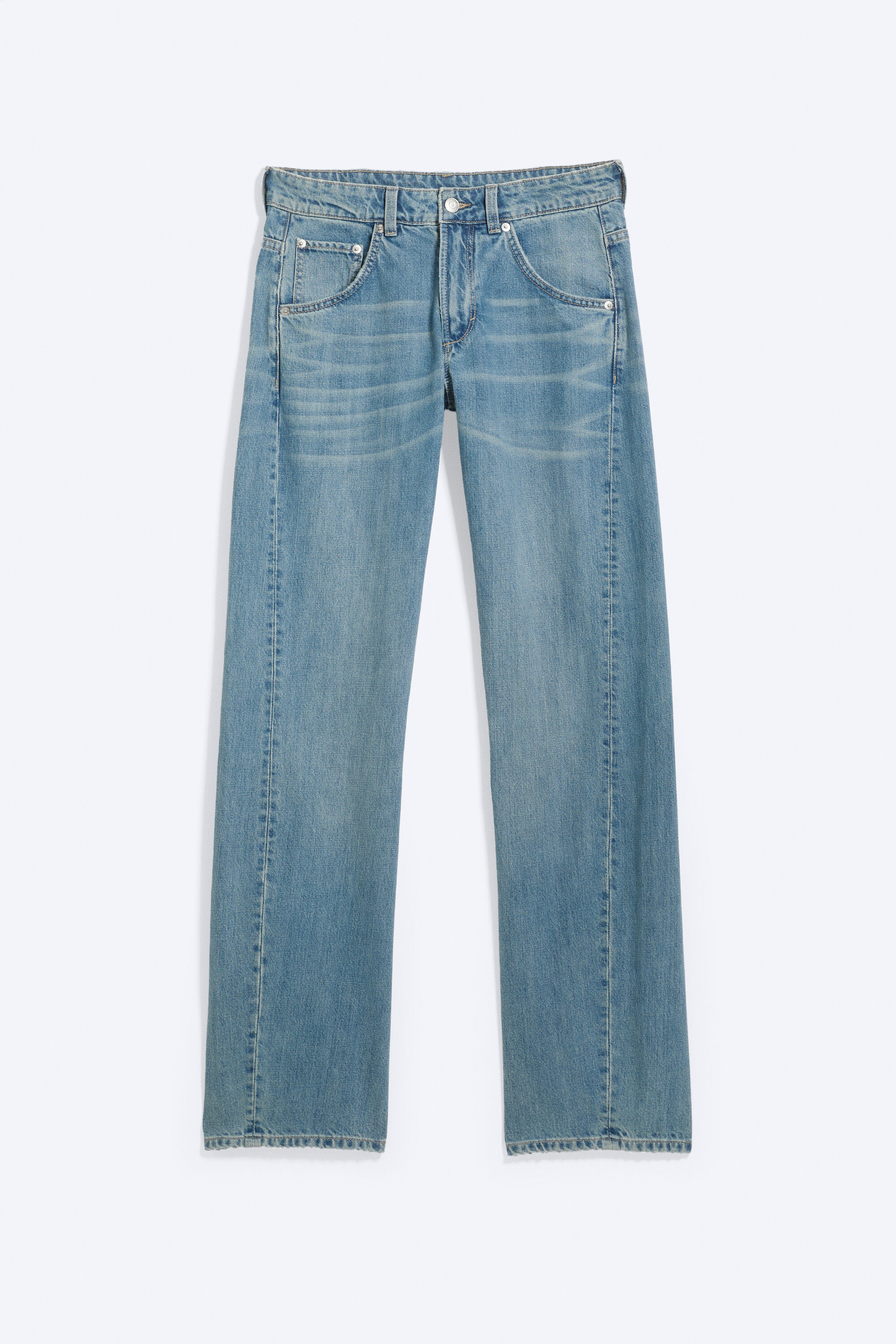 skewed low waist relaxed jeans - Sea Breeze Blue - Medium Blue