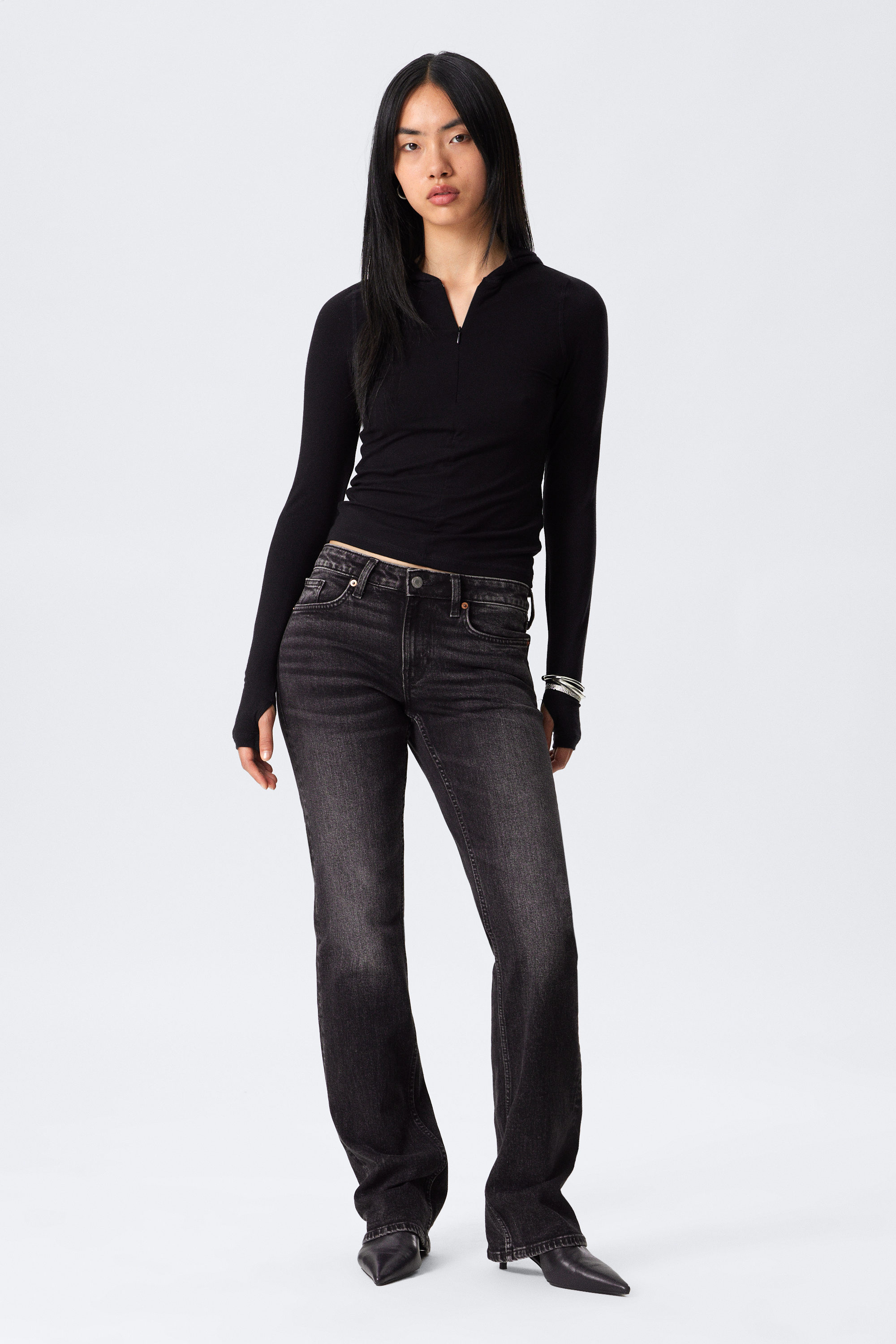 Paloma Black - Schwarz - Tension Mid Rise Slim Bootcut Leg Jeans - 1