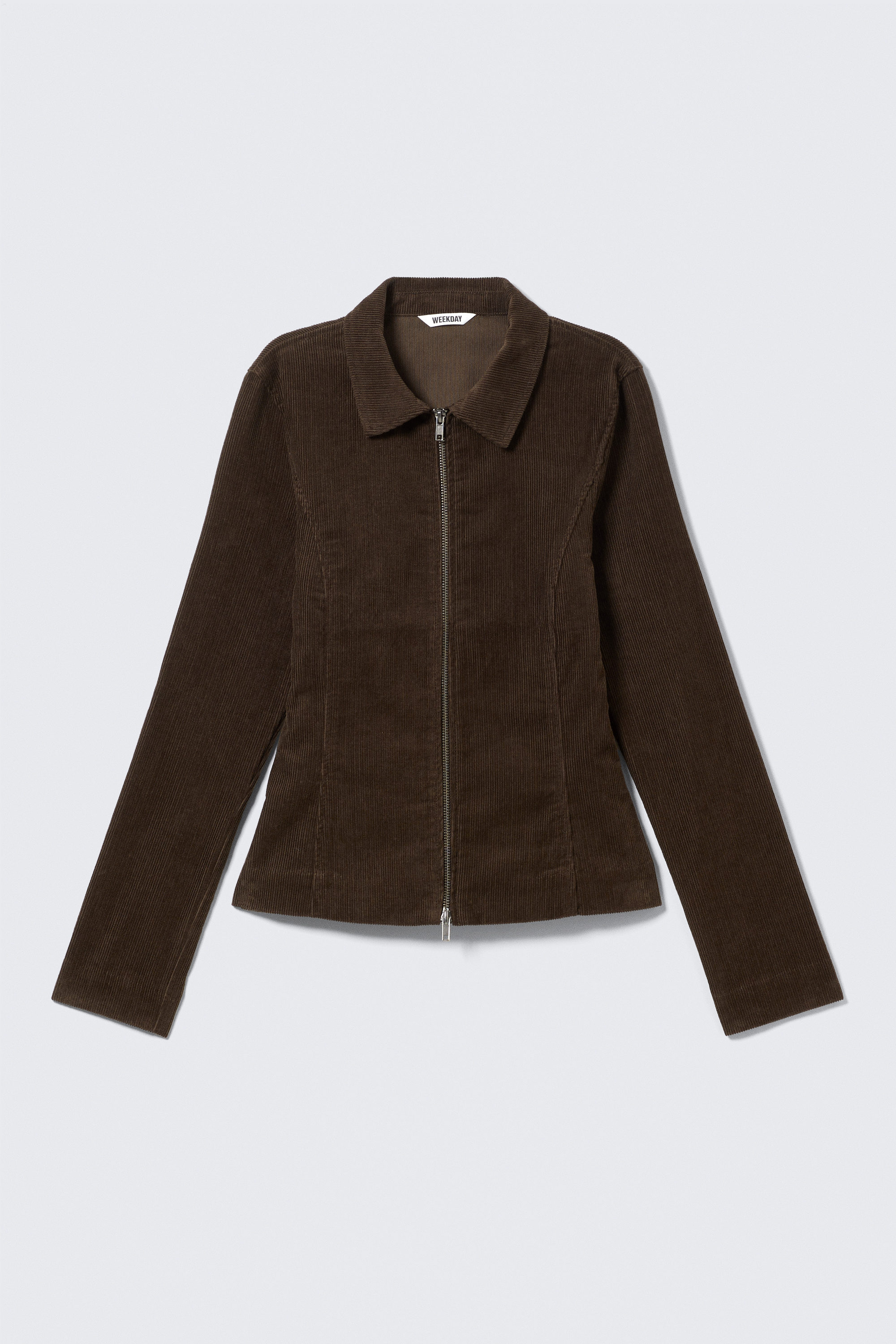 Brauner Cord - Figurbetonte Cordjacke mit Reißverschluss - 4