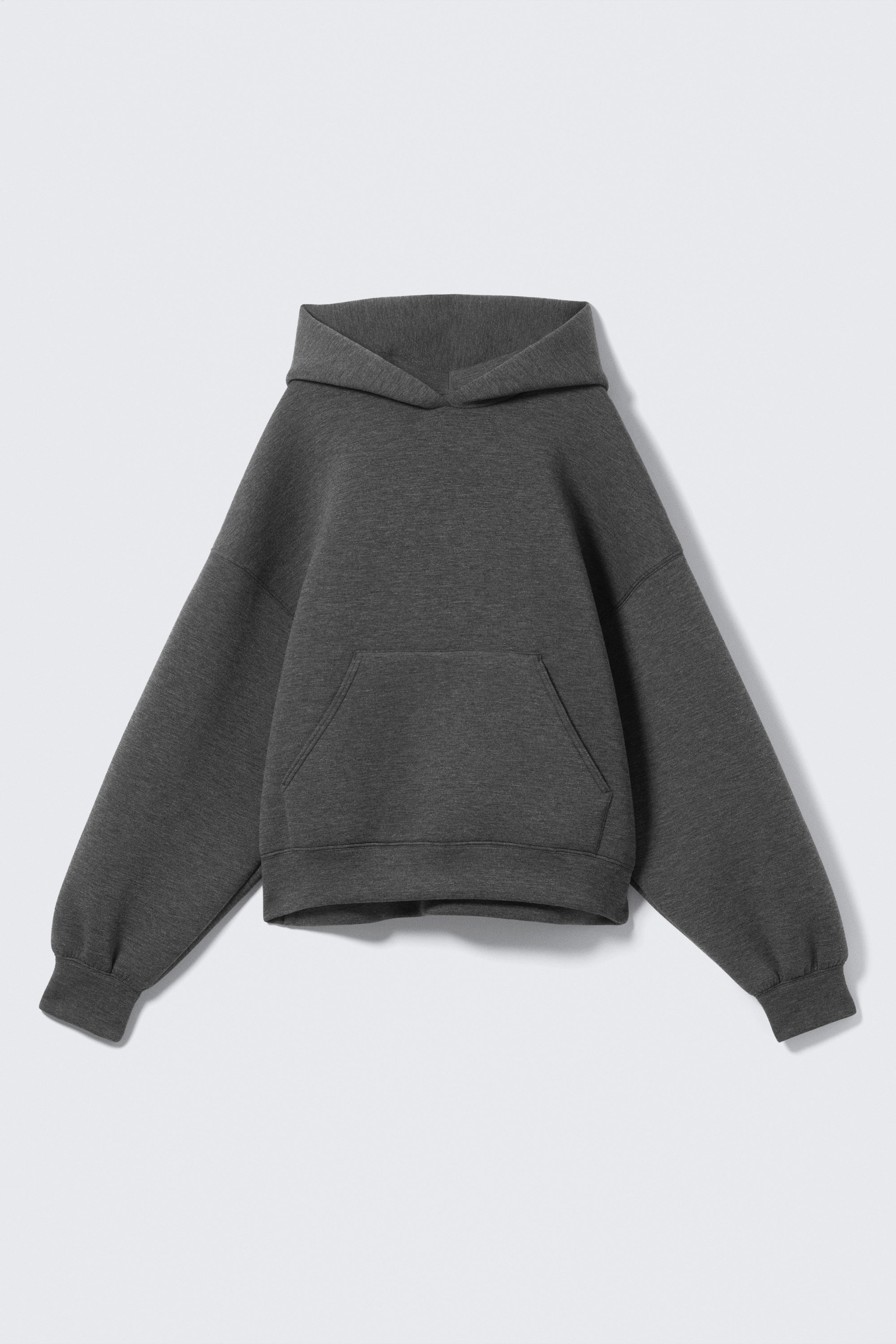 Dark Grey Melange - Oversized Scuba Hoodie - 3