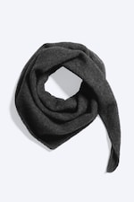 Dark Grey Melange - Hairy Wool-Blend Triangle Scarf - 1