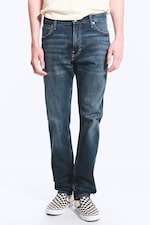 Deep Sea Blue - Dark Blue - Orion Mid Rise Slim Fit Straight Jeans - 1