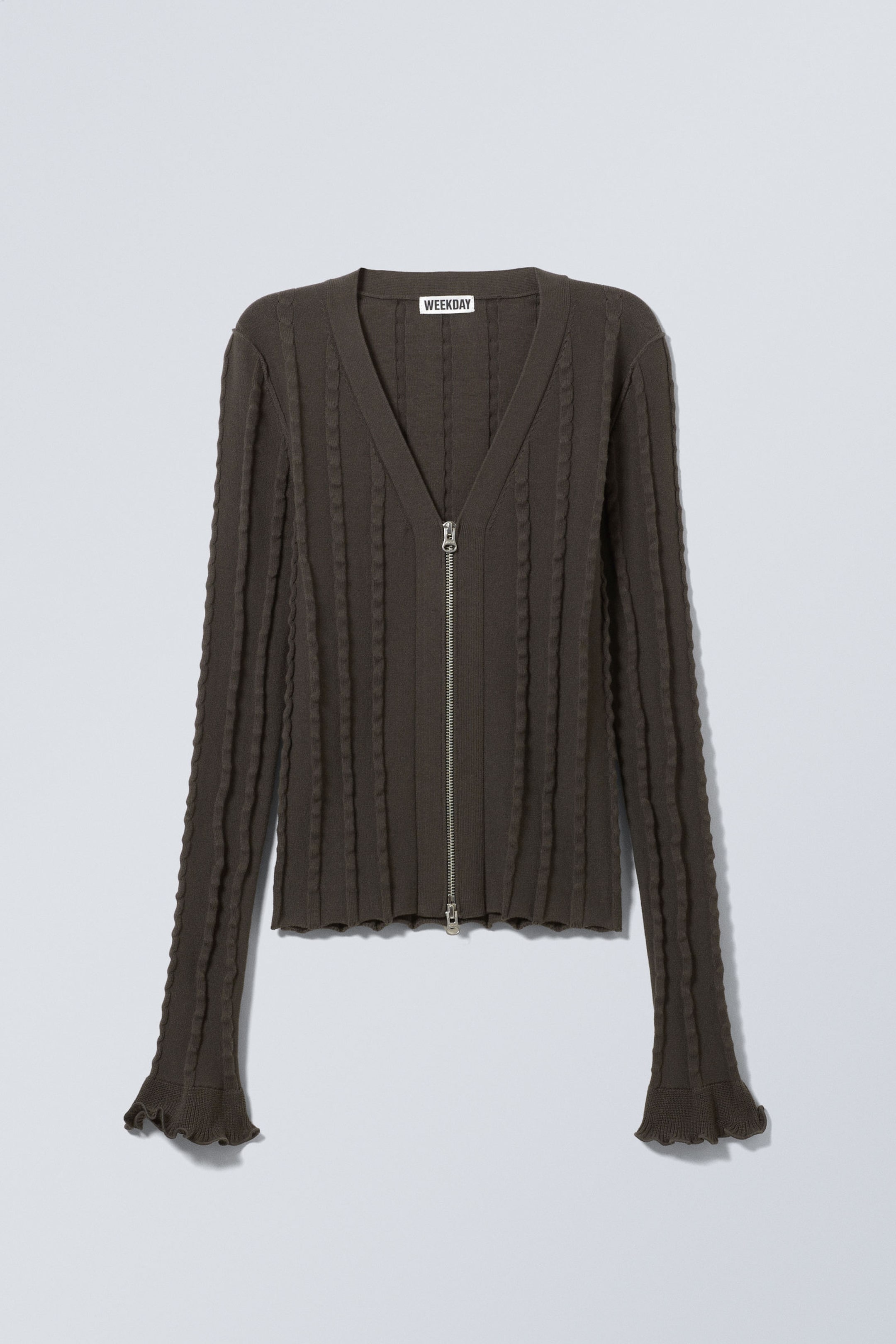 Dark Grey - Structured Zip-Cardigan - 1