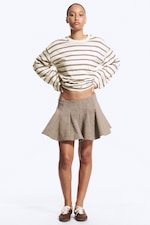 Beige - Flared Mini Tutu Skirt - 0