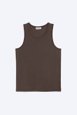 Dark Brown - Classic Ribbed Tank Top - 0