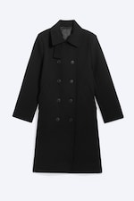 Schwarz - Zweireihiger Car-Coat aus Wollmix - 5