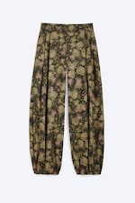 Khaki - Blumenprint - Ballonhose mit niedrigem Bund - 4