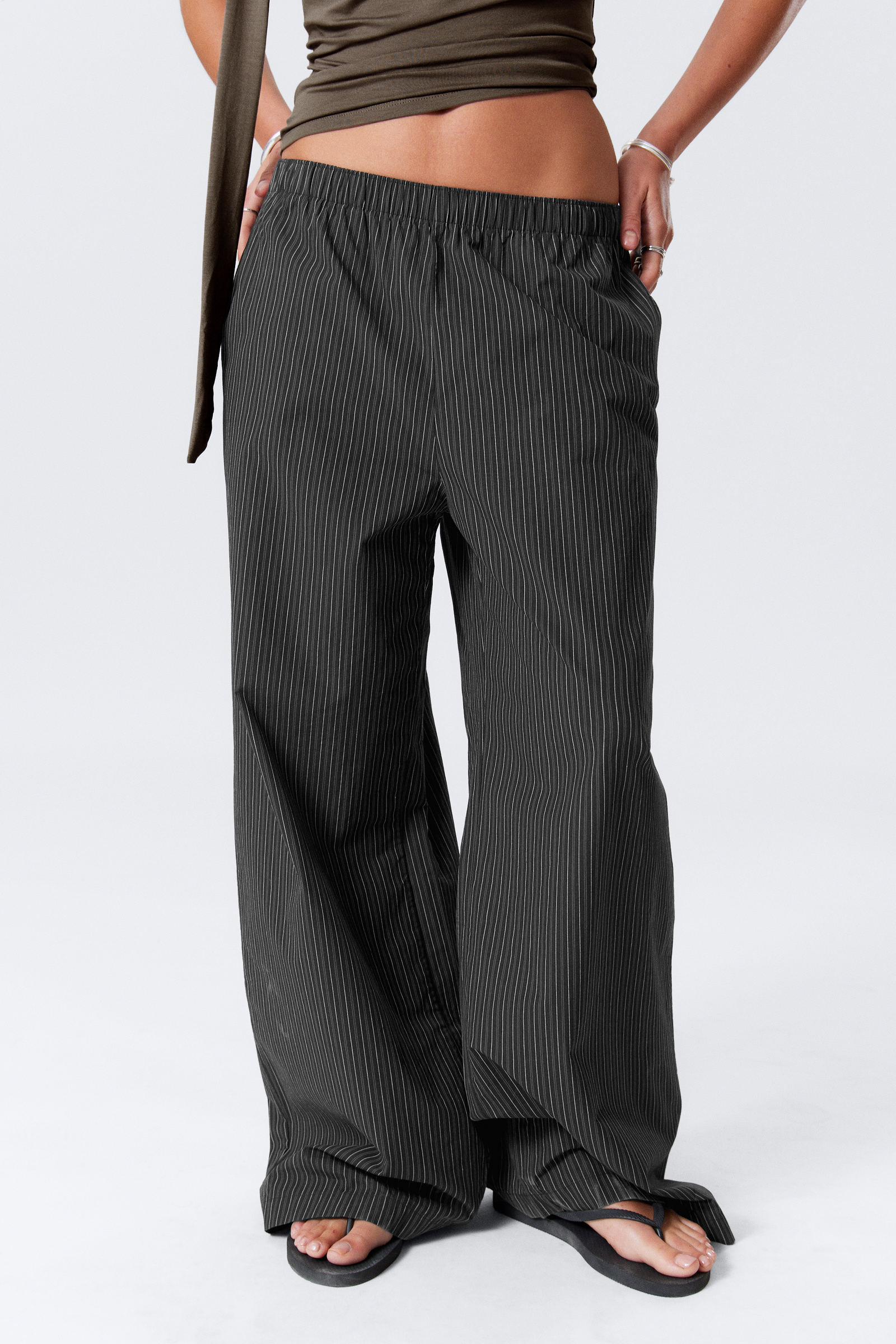 【HI FI FNK】Devon Striped Wide Trousers Hyfve Funky Flare High-Waisted Stripe-Print Flared Pants In