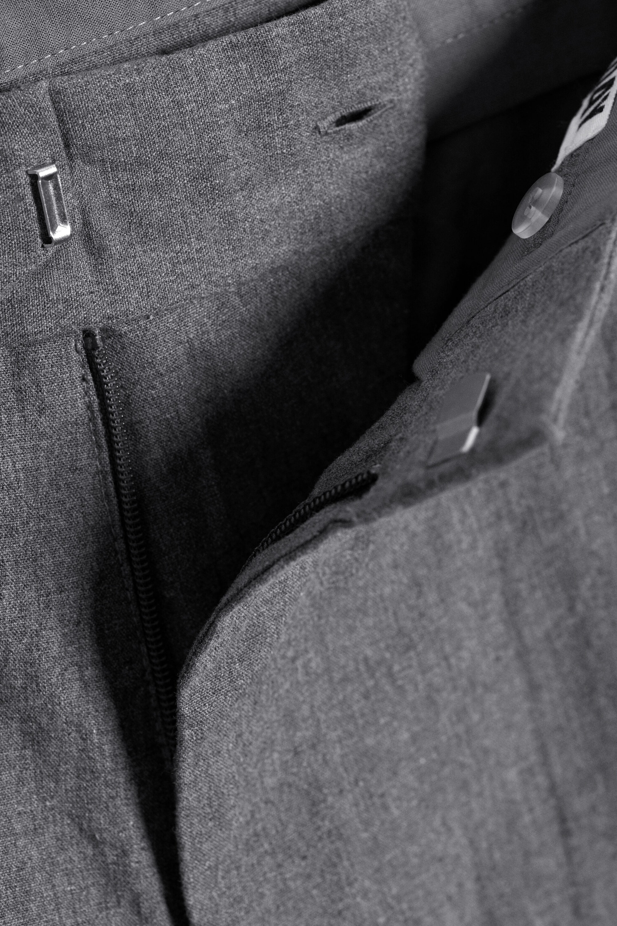 Donkergrijs gemêleerd - Ruimvallende geplooide broek - 5