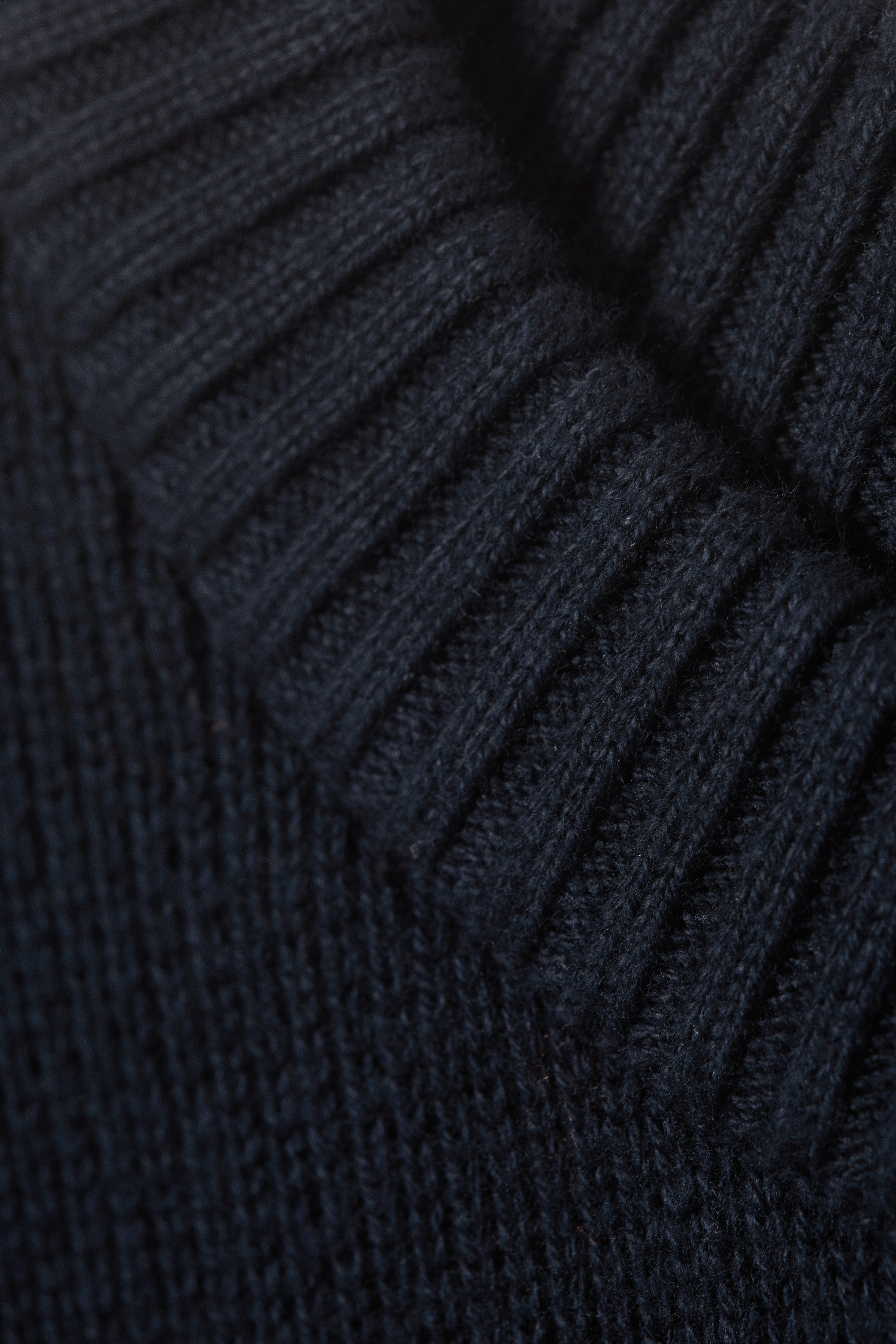 Dark Navy Blue - Boxy Knitted Cotton Sweater - 4