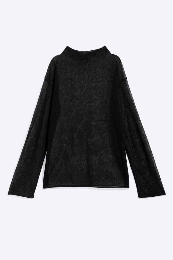 Linen Blend Jumper - Black - 1