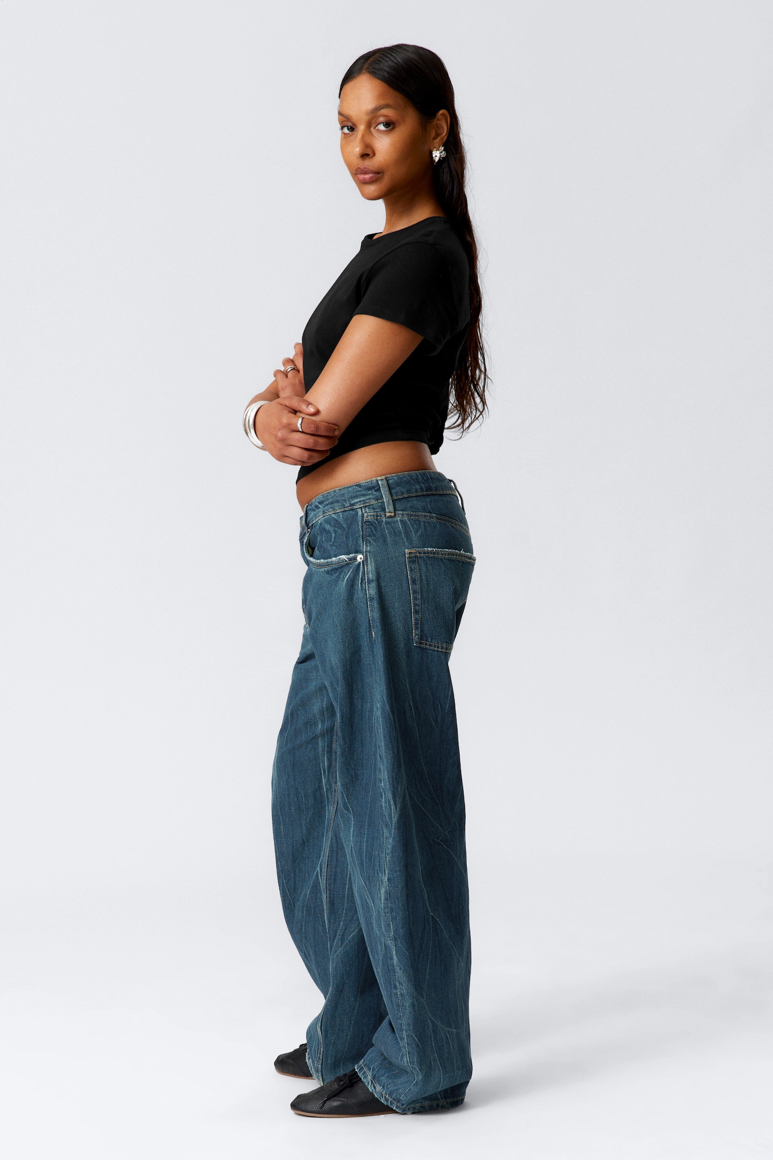 Abell Mid Waist Regular Cocoon Leg Jeans - Gnarly Blue - Mellanblå/Canyon Grey - Mellangrå/Seventeen Blue - Mellanblå - 4
