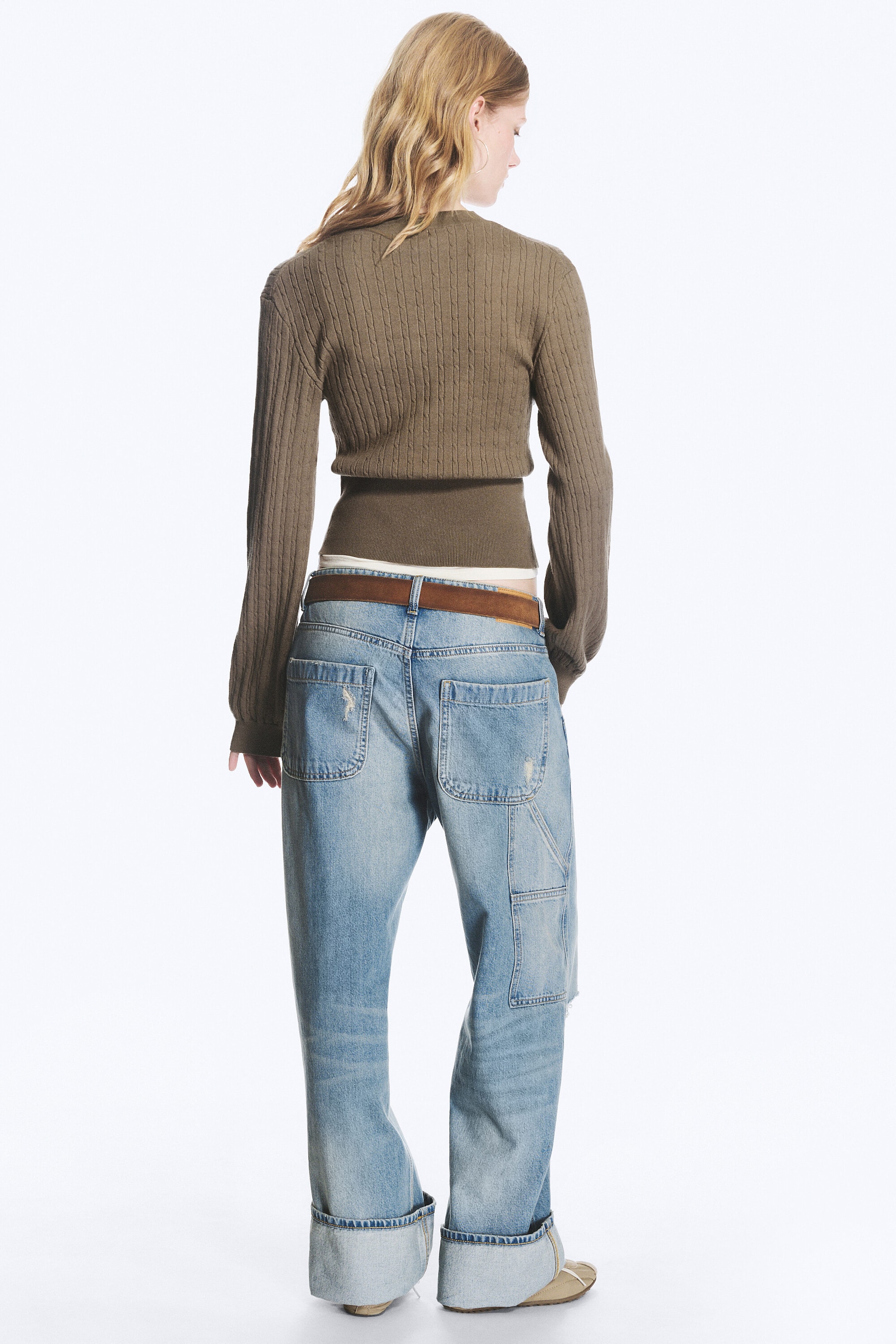Taupe - Cardigan En Maille À Col V - 2