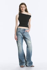 Sky Worn - Medium Blue - Helix Low Rise Regular Flared Jeans - 0