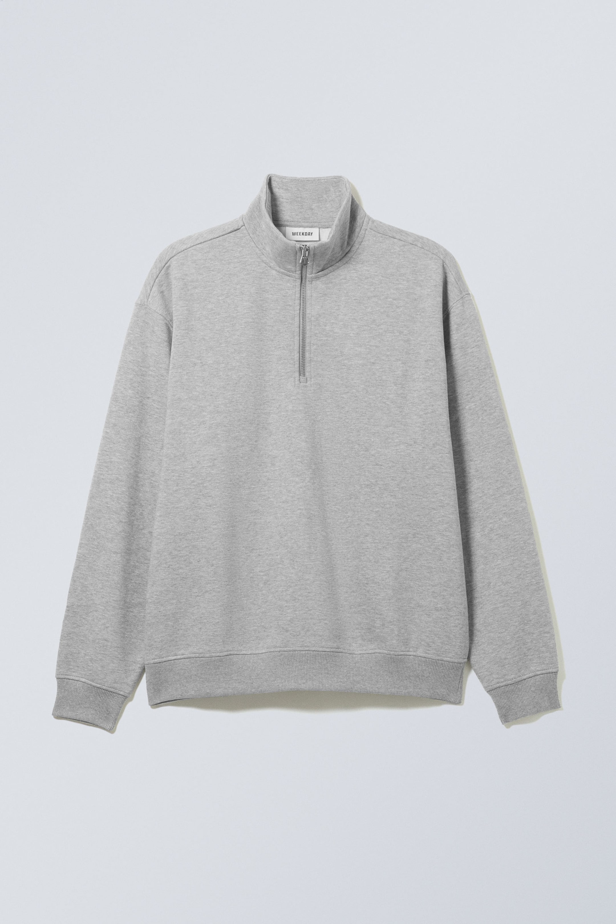 Light Grey - Relaxed Heavy Half Zip Sweater - 3