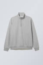 Light Grey - Relaxed Heavy Half Zip Sweater - 3