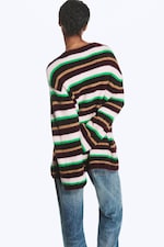 Plomme/Grønn/Beige Stripe - Myk strikket cardigan med V-hals - 2