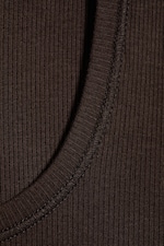 Dark Brown - Ribbed Square Tank Top - 4