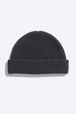Dark Blue Melange - Folded Wool-Blend Beanie - 2
