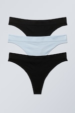 Black & Light Blue - 3-pack Cat Soft Seamless High Rise Thongs - 0