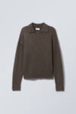 Dark Mole - Bobby Relaxed Knitted Polo Sweater - 0