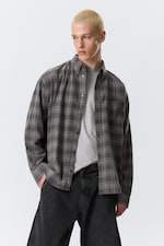 Checked Washed Grey - Washed Checked Button-Down Flannel Shirt - 0