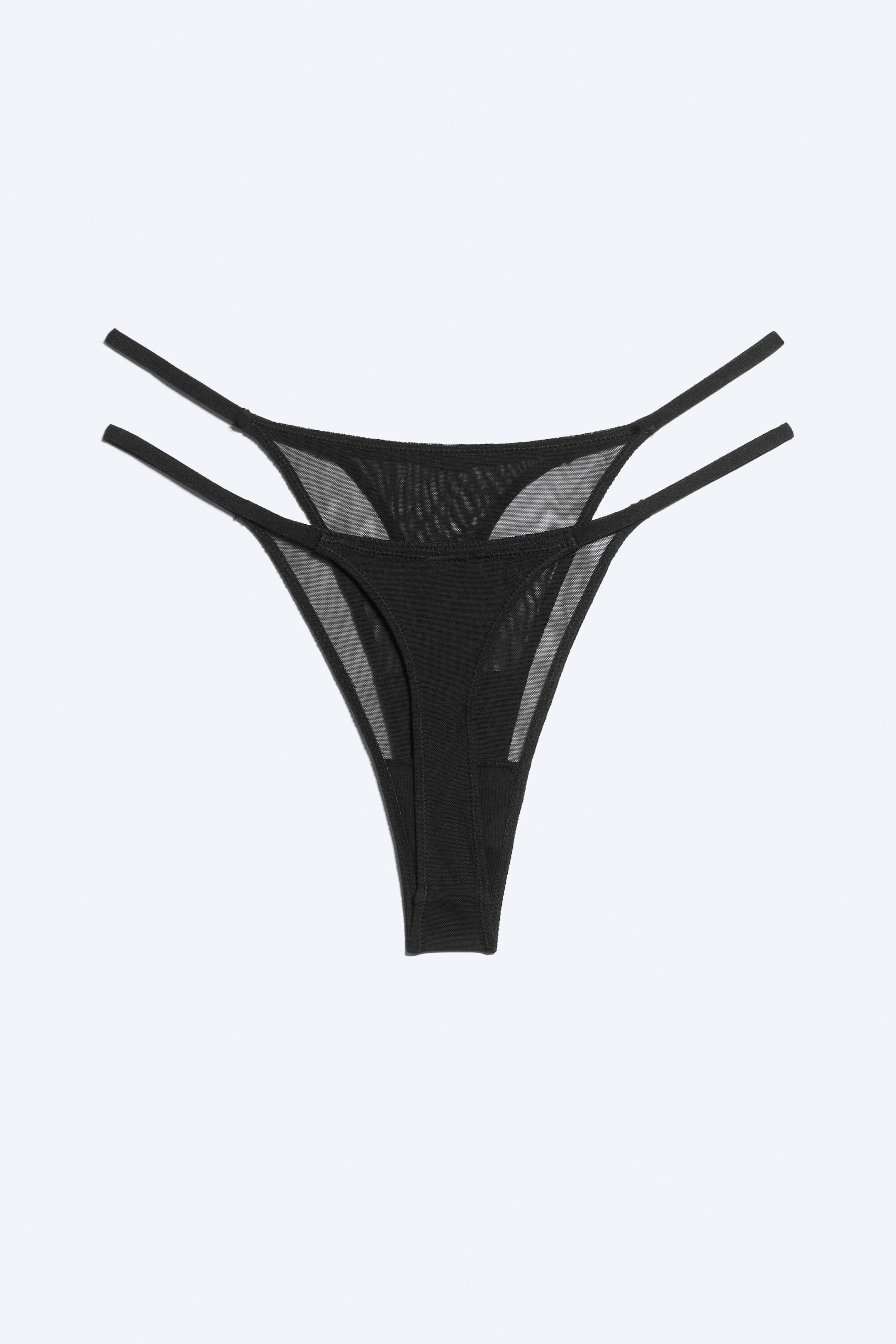 Schwarzes Mesh - 2er-Pack Tangaslips - 2